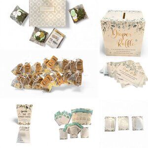 Baby Shower Party Supplies Set With Diaper Raffle Games Guest Book Party Favors